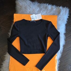 Nwt! Zara Long Sleeve Crop Top